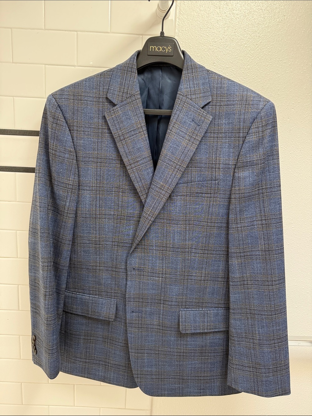 Michael Kors Blue and Gray Plaid Sport Coat 44R